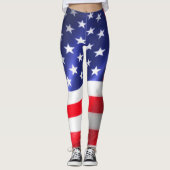 Amerikaanse vlaggen Leggings: Rood wit en blauw Leggings (Voorkant)
