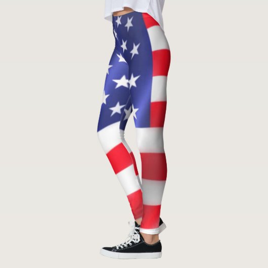 Amerikaanse vlaggen Leggings: Rood wit en blauw Leggings (Links)