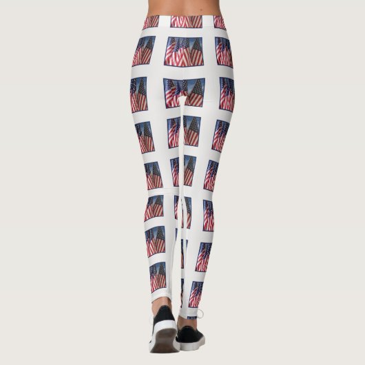 Amerikaanse vlaggen, naam, wit leggings (Achterkant)