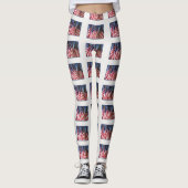 Amerikaanse vlaggen, naam, wit leggings (Voorkant)