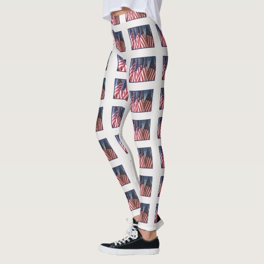 Amerikaanse vlaggen, naam, wit leggings (Links)
