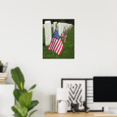 Amerikaanse vlaggen op graven van Amerikaanse vete Poster (Thuiskantoor)