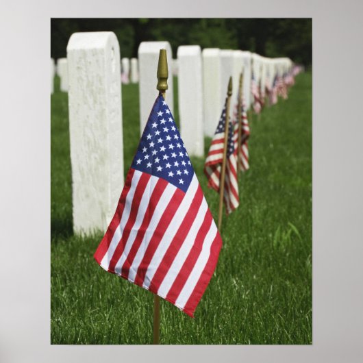 Amerikaanse vlaggen op graven van Amerikaanse vete Poster (Voorkant)