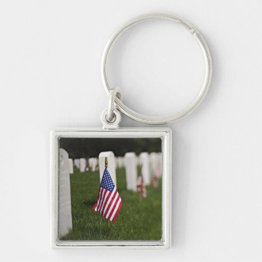 Amerikaanse vlaggen op graven van Amerikaanse vete Sleutelhanger (Voorkant)