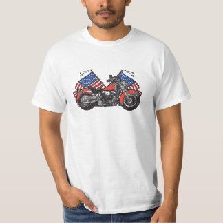 Amerikaanse vlaggen patriottische motorfiets t-shirt