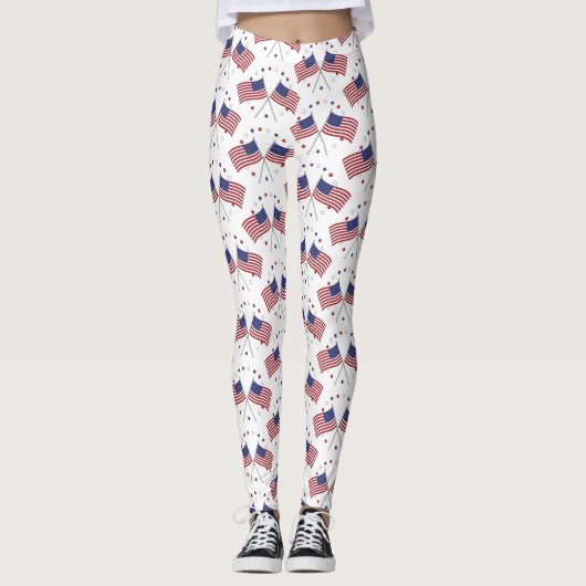 Amerikaanse vlaggen Thunder_Cove Patriotic op 4 ju Leggings (Voorkant)
