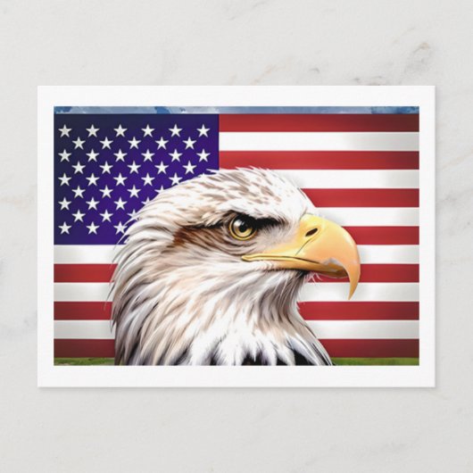 Amerikaanse vlaggenadelaar Patriottisch USA Briefk Briefkaart (Voorkant)