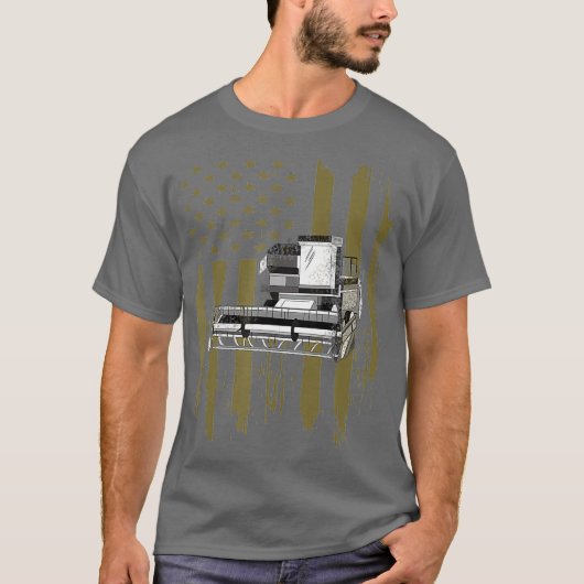 Amerikaanse vlaggenboer Combine Tractor — verhit T-shirt (Voorkant)