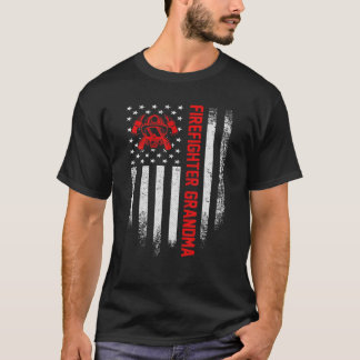  Amerikaanse vlaggenbrandweervrouw Grandma Silh T-shirt