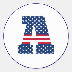 Amerikaanse vlaggenbrief A Ronde Sticker
