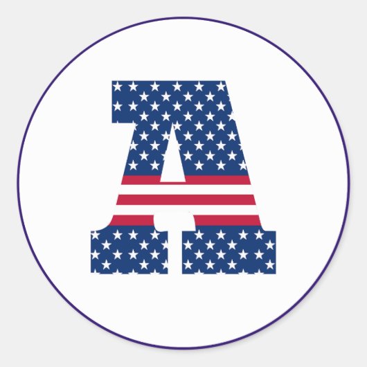 Amerikaanse vlaggenbrief A Ronde Sticker (Voorkant)