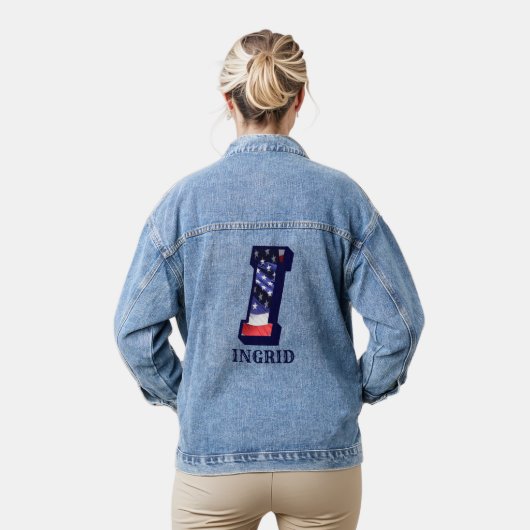 Amerikaanse vlaggenbrief Ik personaliseer Jouw naa Denim Jacket (Model)