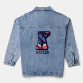 Amerikaanse vlaggenbrief K personaliseer Jouw naam Denim Jacket (Achterkant)