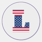 Amerikaanse vlaggenbrief L Ronde Sticker (Voorkant)
