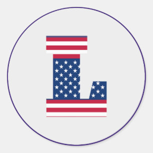 Amerikaanse vlaggenbrief L Ronde Sticker
