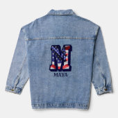 Amerikaanse vlaggenbrief M personaliseren Jouw naa Denim Jacket (Achterkant)