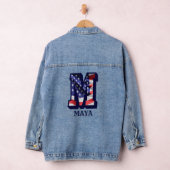 Amerikaanse vlaggenbrief M personaliseren Jouw naa Denim Jacket (Hangar)
