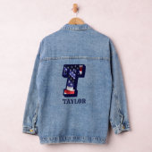 Amerikaanse vlaggenbrief om Jouw naam te personali Denim Jacket (Hangar)
