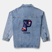 Amerikaanse vlaggenbrief P personaliseer Jouw naam Denim Jacket (Achterkant)