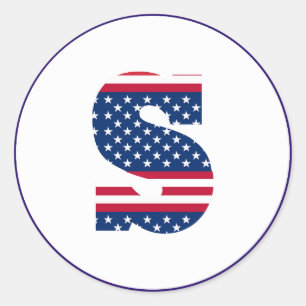 Amerikaanse vlaggenbrief S Ronde Sticker