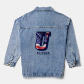 Amerikaanse vlaggenbrief U personaliseert Jouw naa Denim Jacket (Achterkant)