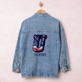 Amerikaanse vlaggenbrief U personaliseert Jouw naa Denim Jacket (Hangar)