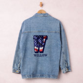 Amerikaanse vlaggenbrief W personaliseren Jouw naa Denim Jacket (Hangar)