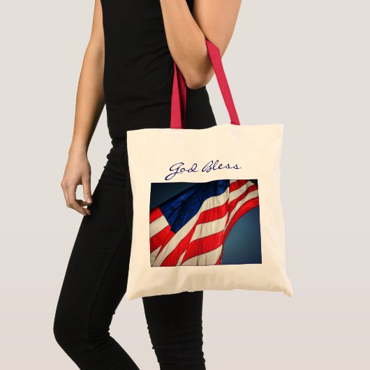 Amerikaanse vlaggengod zegene canvas Canvas tas (Voorkant (product))