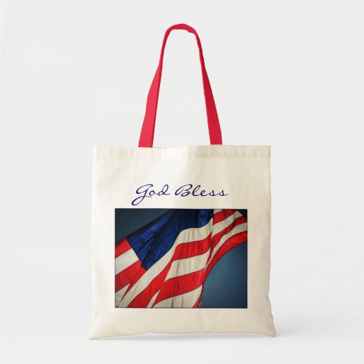 Amerikaanse vlaggengod zegene canvas Canvas tas (Voorkant)