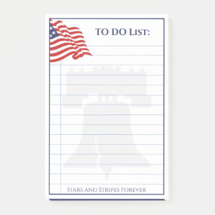 Amerikaanse vlaggenillustratie om lijst te doen post-it® notes