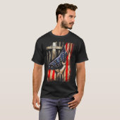Amerikaanse Vlaggenkruis Jesus Hand Pride Christel T-shirt (Voorkant volledig)
