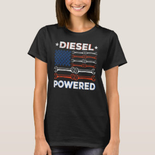 Amerikaanse vlaggenmoersleutel diesel aangedreven t-shirt