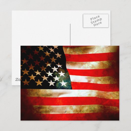 Amerikaanse vlaggenobjecten briefkaart (Voorkant / Achterkant)