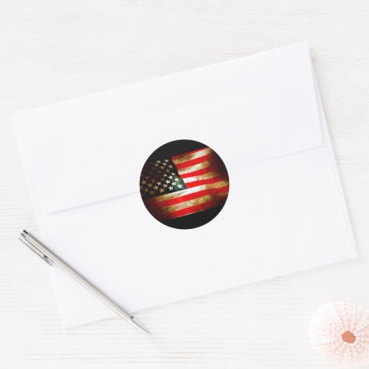 Amerikaanse vlaggenobjecten ronde sticker (Envelop)