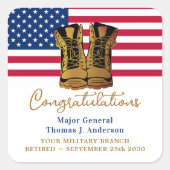 Amerikaanse vlaggenpartij bij het militaire leger vierkante sticker (Voorkant)