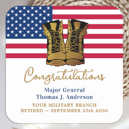 Amerikaanse vlaggenpartij bij het militaire leger vierkante sticker