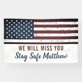 Amerikaanse Vlaggenpatriottische militairen gaan w Spandoek (Horizontaal)