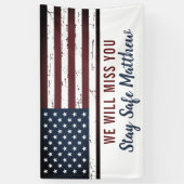 Amerikaanse Vlaggenpatriottische militairen gaan w Spandoek (Verticaal)