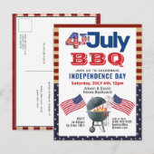 Amerikaanse vlaggenpatriottische partij op 4 juli  uitnodiging briefkaart (Voorkant / Achterkant)
