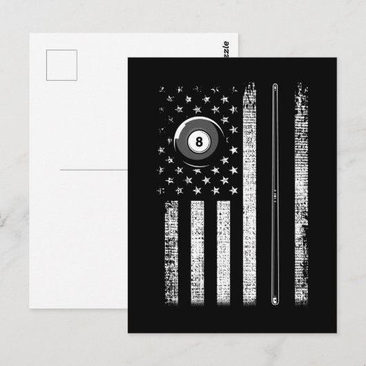 -Amerikaanse Vlaggenpool Billiards 8 Ball Briefkaart (Voorkant / Achterkant)