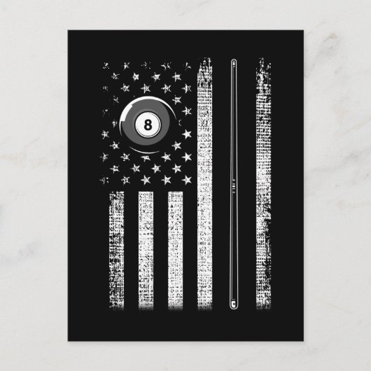 -Amerikaanse Vlaggenpool Billiards 8 Ball Briefkaart (Voorkant)