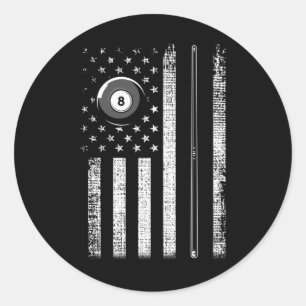 -Amerikaanse Vlaggenpool Billiards 8 Ball Ronde Sticker