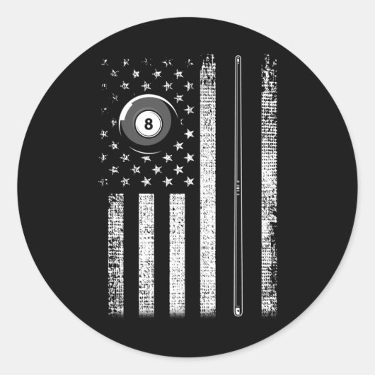 -Amerikaanse Vlaggenpool Billiards 8 Ball Ronde Sticker (Voorkant)
