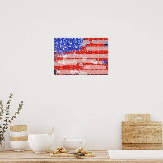 Amerikaanse vlaggenpuzzel poster (Keuken)