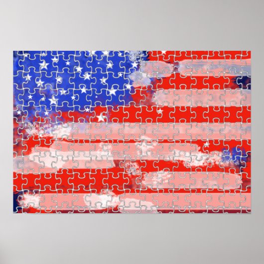 Amerikaanse vlaggenpuzzel poster (Voorkant)