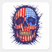 Amerikaanse Vlaggenschedelkunst - goudtandheelkund Vierkante Sticker (Voorkant)
