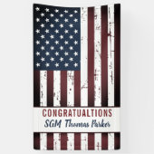 Amerikaanse vlaggenstaat militaire aflossing spandoek (Verticaal)