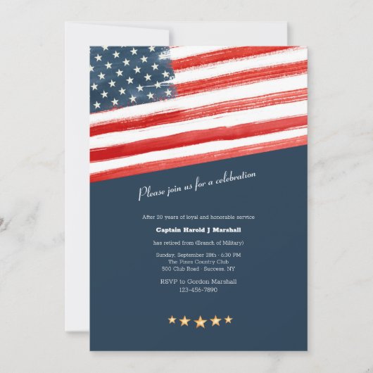 Amerikaanse vlaggenstaat militaire aftredingsparti kaart (Voorkant)