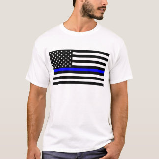 - Amerikaanse vlaggenstaatpolitie met blauwe lijn T-shirt