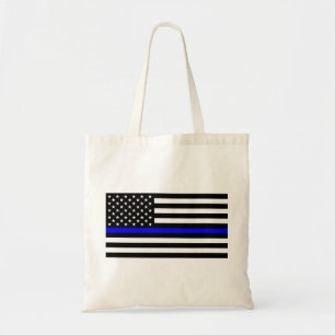 - Amerikaanse vlaggenstaatpolitie met blauwe lijn Tote Bag